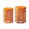 Glitzhome® Orange Floral Motif Hexagonal Garden Stool Set